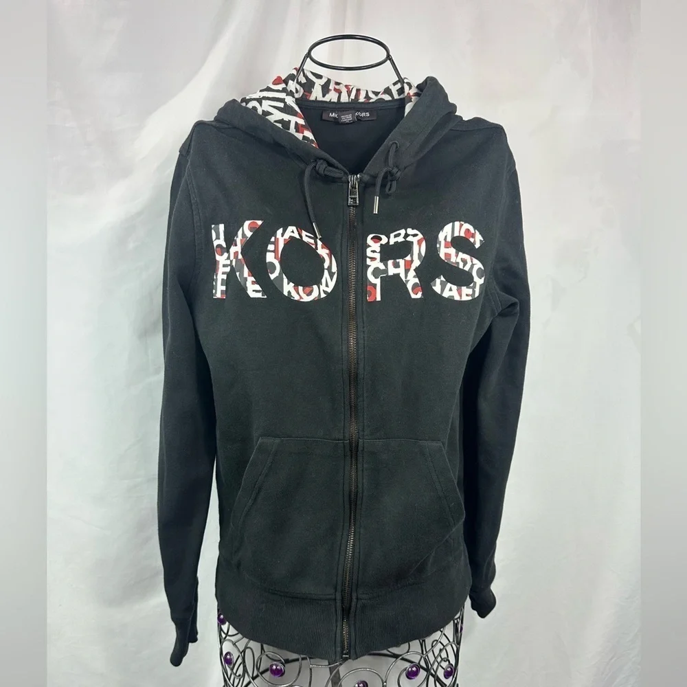 Michael Kors black logo zip up hoodie size XS